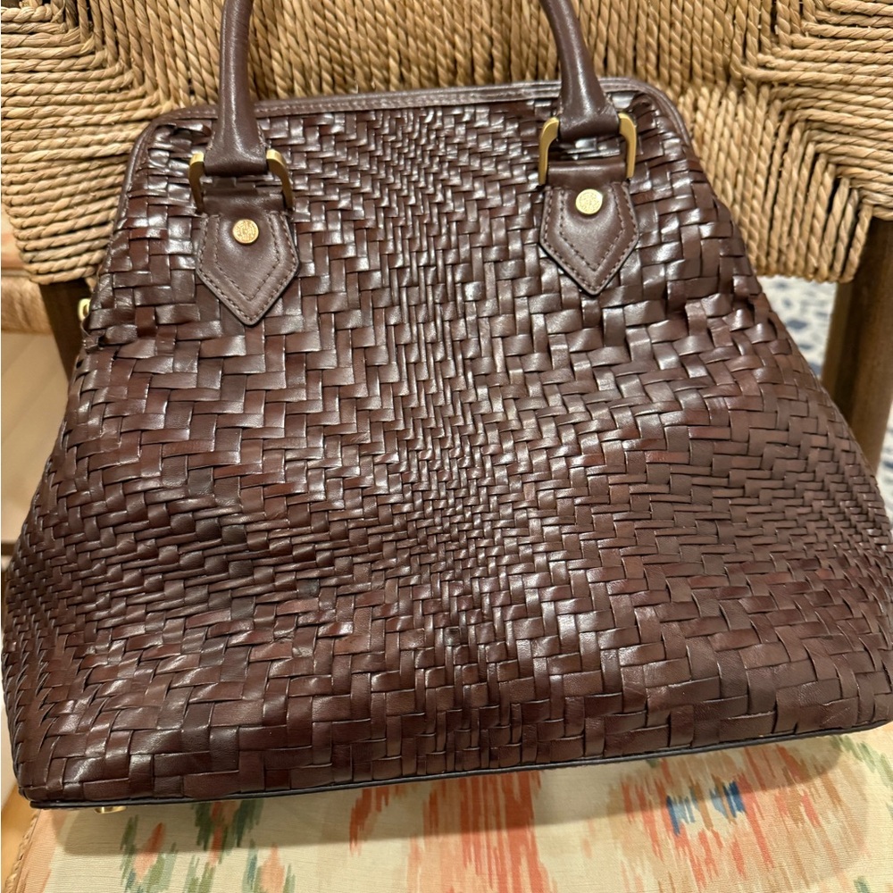 Cole Haan Brown Woven Leather Satchel
